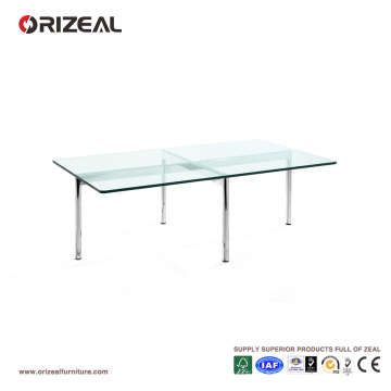 Mesa de centro de vidro retangular Orizeal com pernas de metal (OZ-OTB004)